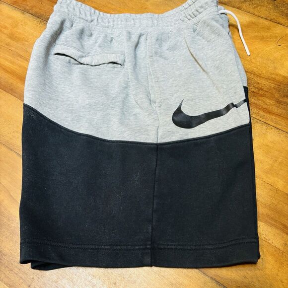 VTG Nike SWOOSH LOGO Cotton Sweat Shorts Black tag gray and black men's size L - Picture 2 of 11